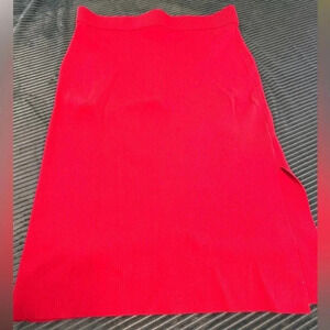 The Drop Ribbed Knit Midi Skirt – Vibrant Red, Size XL